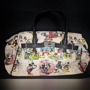 Disney Comic Strip Satchel Bag in Cream, Black, Yellow and Pink